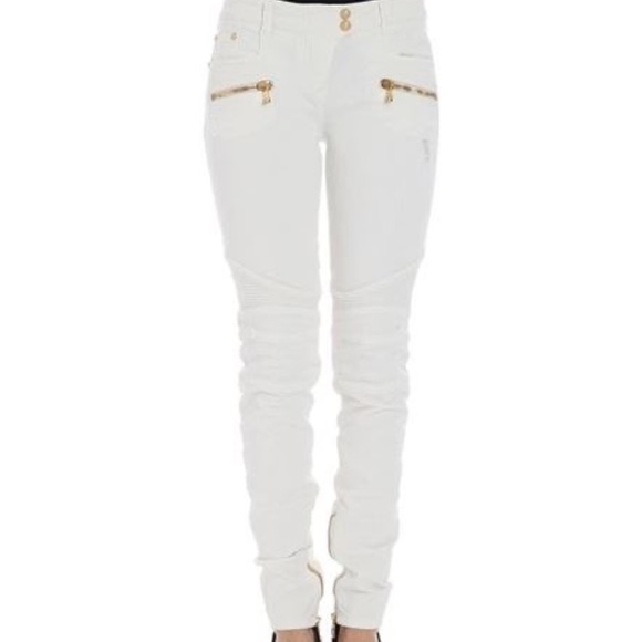 Balmain Pants - NWT Balmain White Biker Jeans Size 36